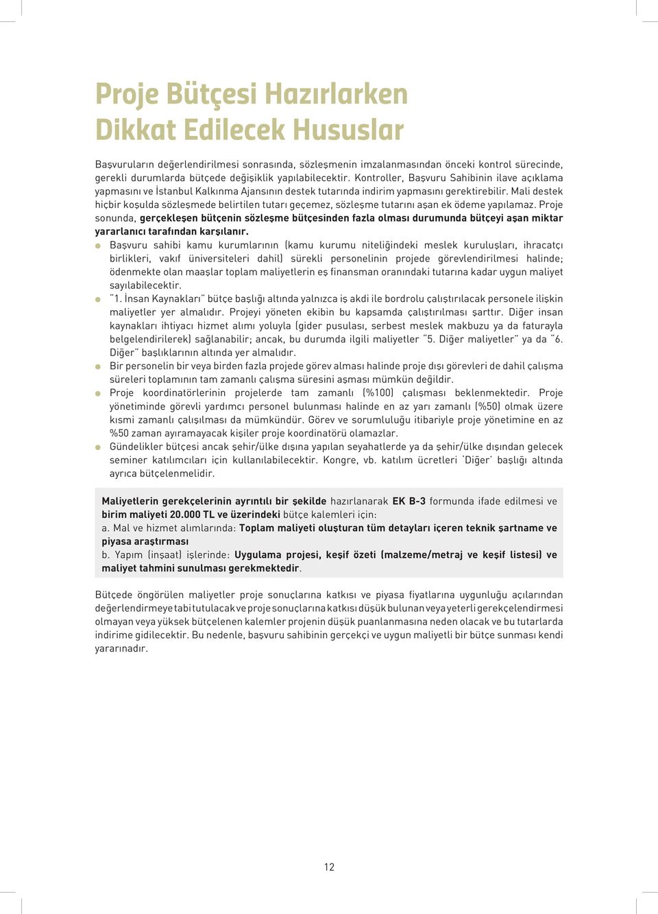 Mali destek hiçbir koşulda sözleşmede belirtilen tutarı geçemez, sözleşme tutarını aşan ek ödeme yapılamaz.