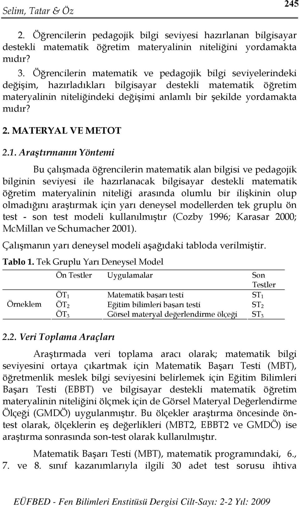 MATERYAL VE METOT 2.1.