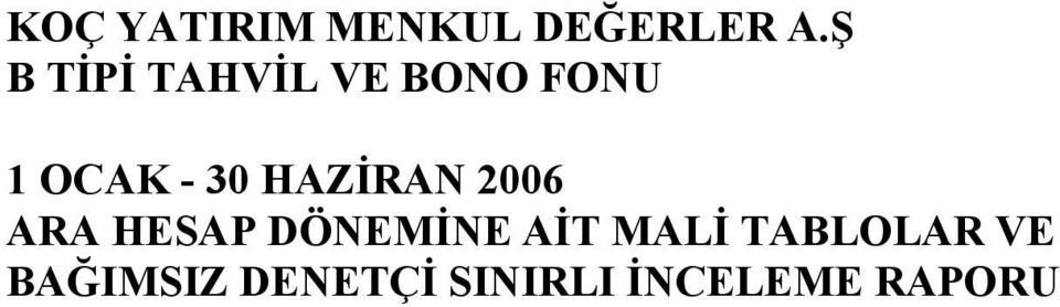 HESAP DÖNEMİNE AİT MALİ TABLOLAR