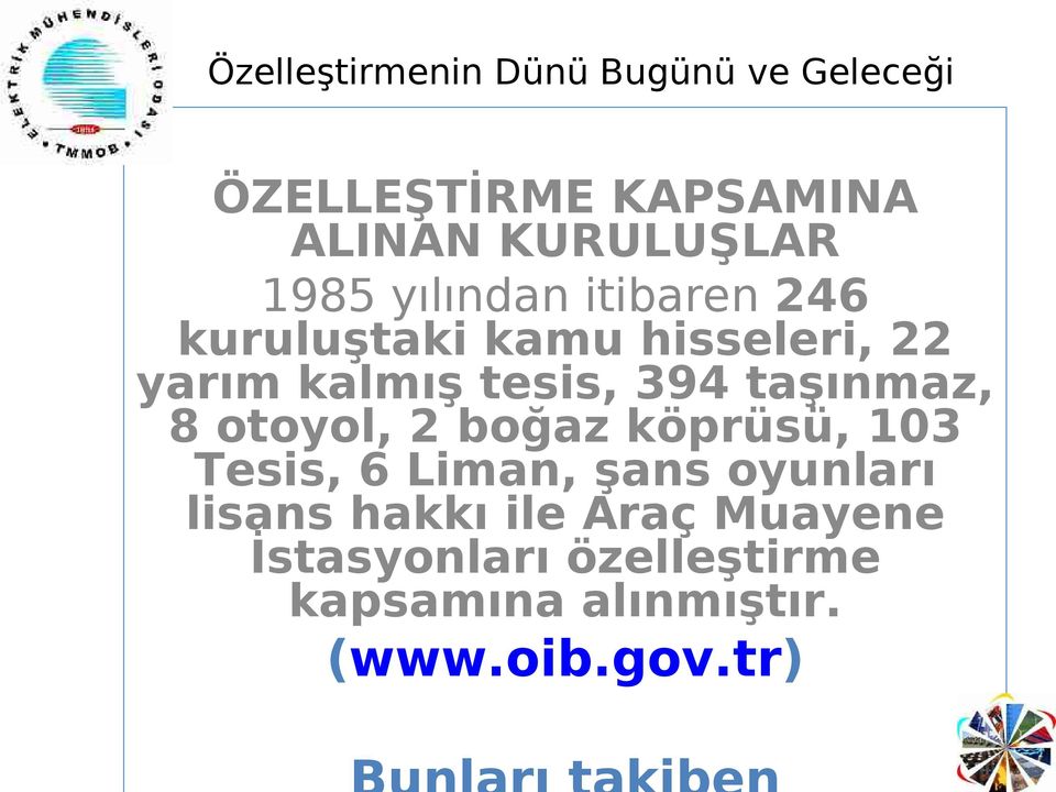 otoyol, 2 boğaz köprüsü, 103 Tesis, 6 Liman, şans oyunları lisans hakkı