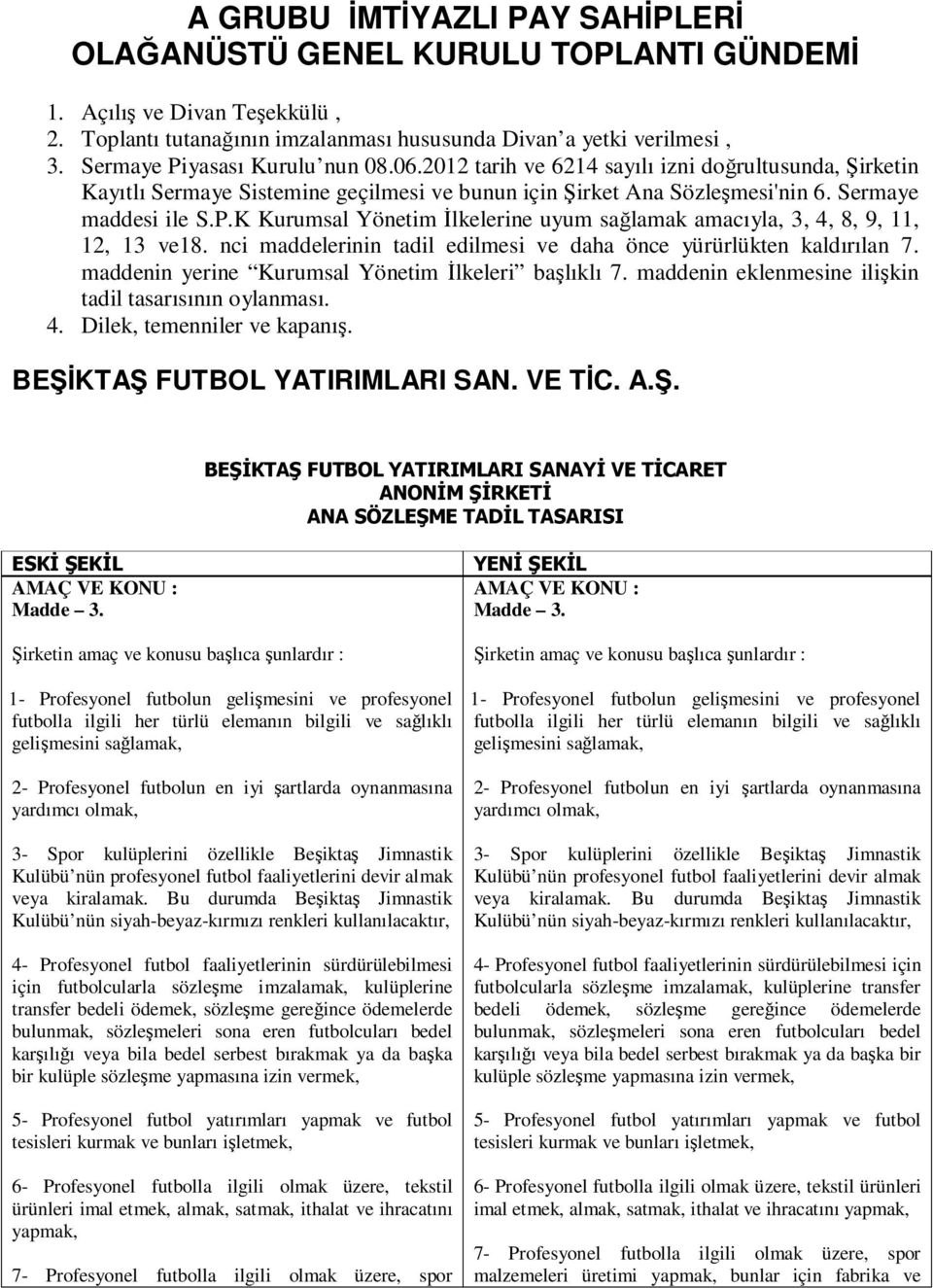 nci maddelerinin tadil edilmesi ve daha önce yürürlükten kaldırılan 7. maddenin yerine Kurumsal Yönetim Đlkeleri başlıklı 7. maddenin eklenmesine ilişkin tadil tasarısının oylanması. 4.