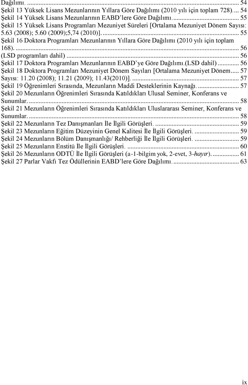 ... 55 Şekil 16 Doktora Programları Mezunlarının Yıllara Göre Dağılımı (2010 yılı için toplam 168).... 56 (LSD programları dahil)... 56 Şekil 17 Doktora Programları Mezunlarının EABD ye Göre Dağılımı.