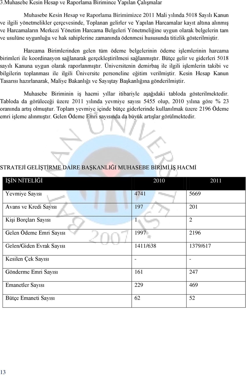 ödenmesi hususunda titizlik gösterilmiştir. Harcama Birimlerinden gelen tüm ödeme belgelerinin ödeme işlemlerinin harcama birimleri ile koordinasyon sağlanarak gerçekleştirilmesi sağlanmıştır.