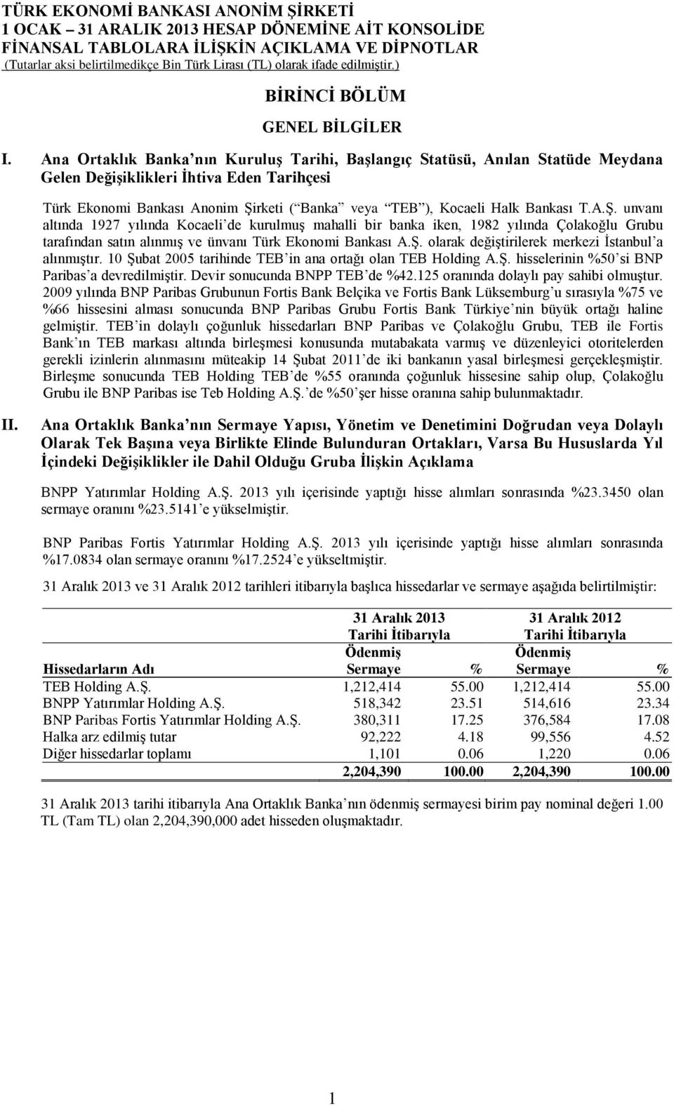 Bankası T.A.Ş. unvanı altında 1927 yılında Kocaeli de kurulmuş mahalli bir banka iken, 1982 yılında Çolakoğlu Grubu tarafından satın alınmış ve ünvanı Türk Ekonomi Bankası A.Ş. olarak değiştirilerek merkezi İstanbul a alınmıştır.