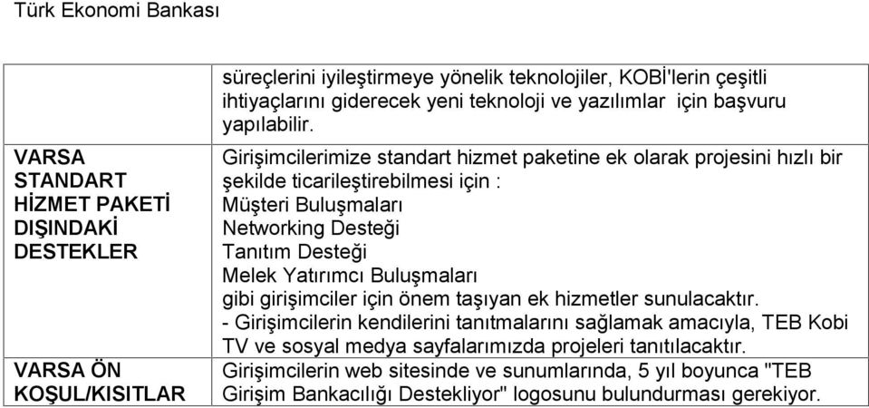 Girişimcilerimize standart hizmet paketine ek olarak projesini hızlı bir şekilde ticarileştirebilmesi için : Müşteri Buluşmaları Networking Desteği Tanıtım Desteği Melek Yatırımcı