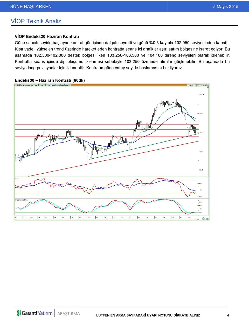 250-103.500 ve 104.100 direnç seviyeleri olarak izlenebilir. Kontratta seans içinde dip oluşumu izlenmesi sebebiyle 103.250 üzerinde alımlar güçlenebilir.