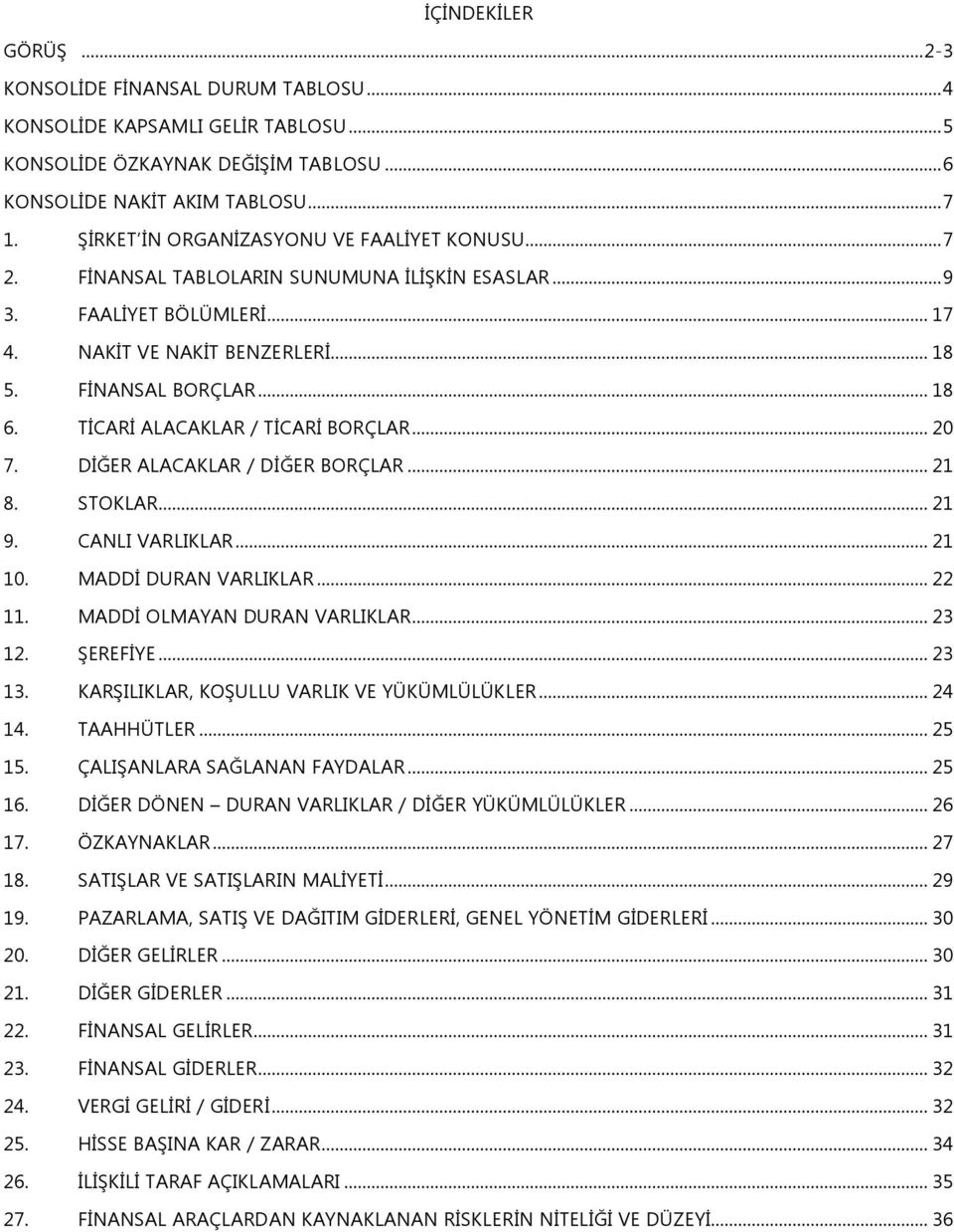 TİCARİ ALACAKLAR / TİCARİ BORÇLAR... 20 7. DİĞER ALACAKLAR / DİĞER BORÇLAR... 21 8. STOKLAR... 21 9. CANLI VARLIKLAR... 21 10. MADDİ DURAN VARLIKLAR... 22 11. MADDİ OLMAYAN DURAN VARLIKLAR... 23 12.