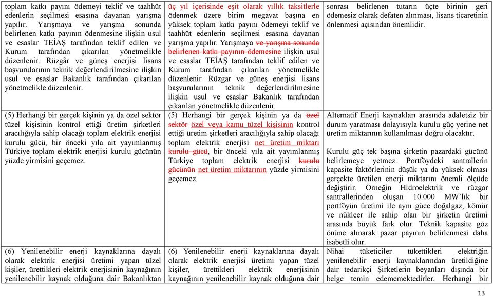 Rüzgâr ve güneş enerjisi lisans başvurularının teknik değerlendirilmesine ilişkin usul ve esaslar Bakanlık tarafından çıkarılan yönetmelikle düzenlenir.