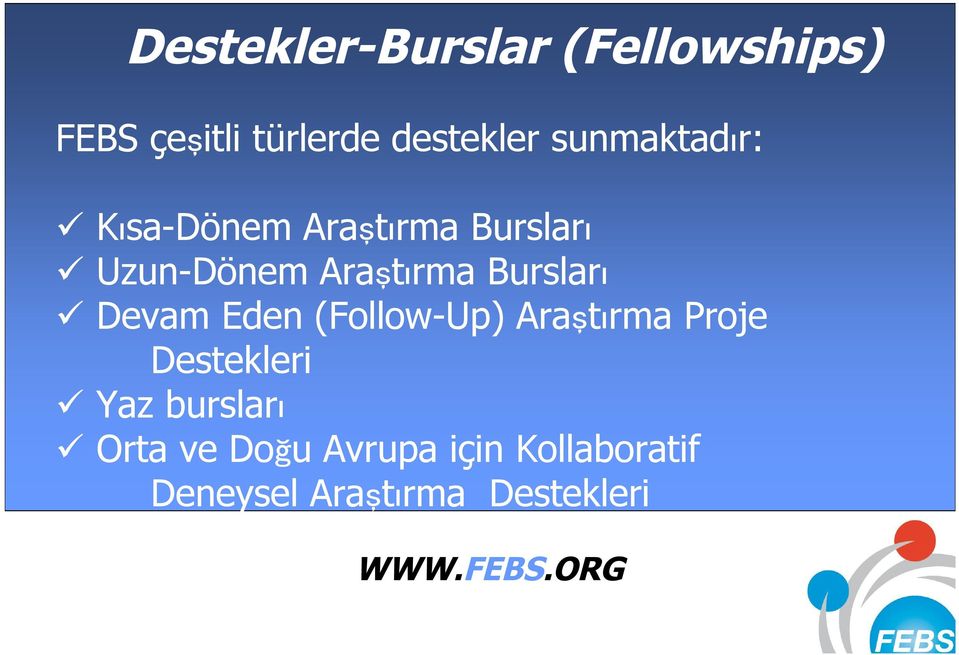 Bursları Devam Eden (Follow-Up) Araştırma Proje Destekleri Yaz