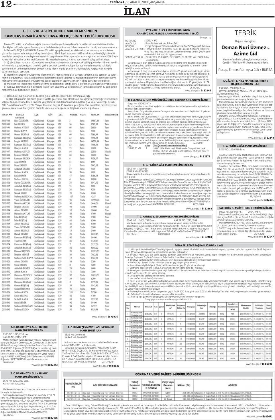 belirtilen kiþiler hakkýnda açýlan Kamulaþtýrma bedelinin tespiti ve tescil davasýnýn verilen tensip ara kararý uyarýnca; 1- DAVA DÝLEKÇESÝNÝN ÖZETÝ: Davacý DSÝ vekili aþaðýda parsel, maliki ve cinsi