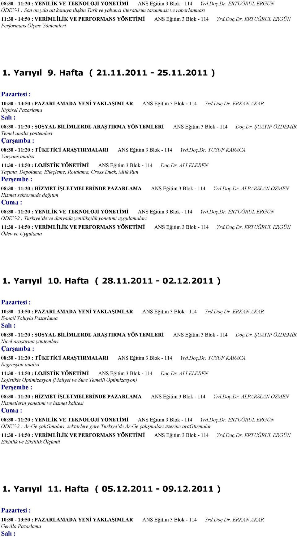 yenilikçilik yönetimi uygulamaları Ödev ve Uygulama 1. Yarıyıl 10. Hafta ( 28.11.2011-02.12.