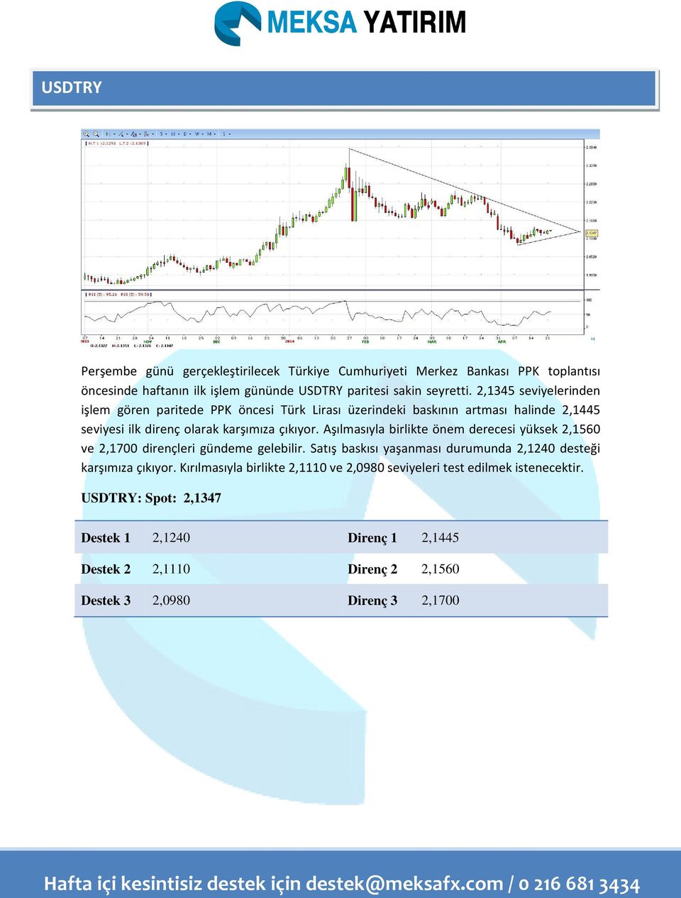 Aşılmasıyla birlikte önem derecesi yüksek 2,1560 ve 2,1700 dirençleri gündeme gelebilir. Satış baskısı yaşanması durumunda 2,1240 desteği karşımıza çıkıyor.