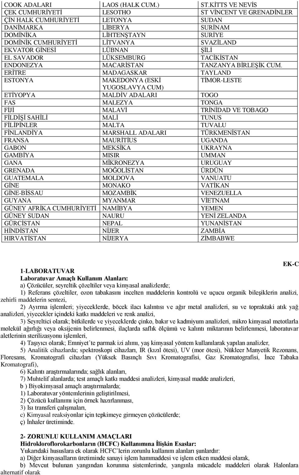 EKVATOR GİNESİ LÜBNAN ŞİLİ EL SAVADOR LÜKSEMBURG TACİKİSTAN ENDONEZYA MACARİSTAN TANZANYA BİRLEŞİK CUM.