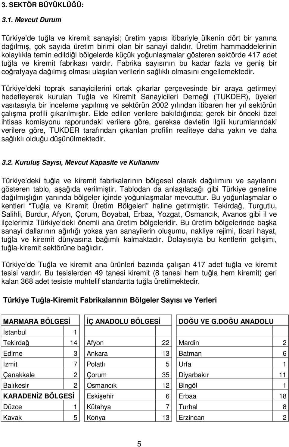 Fabrika sayısının bu kadar fazla ve geni bir corafyaya daılmı olması ulaılan verilerin salıklı olmasını engellemektedir.