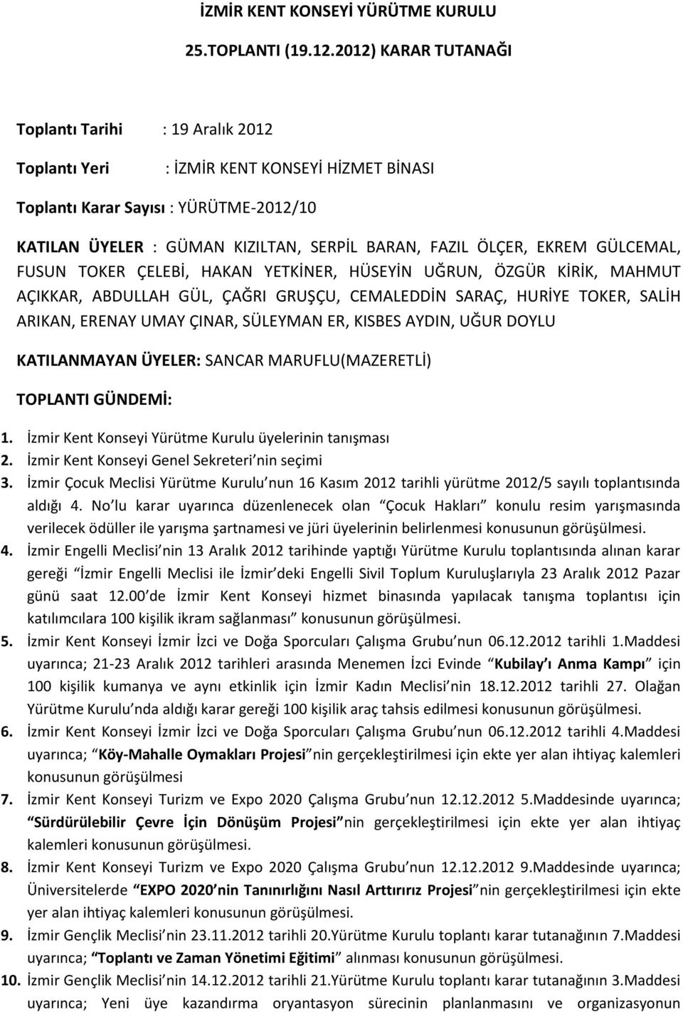 ÖLÇER, EKREM GÜLCEMAL, FUSUN TOKER ÇELEBİ, HAKAN YETKİNER, HÜSEYİN UĞRUN, ÖZGÜR KİRİK, MAHMUT AÇIKKAR, ABDULLAH GÜL, ÇAĞRI GRUŞÇU, CEMALEDDİN SARAÇ, HURİYE TOKER, SALİH ARIKAN, ERENAY UMAY ÇINAR,