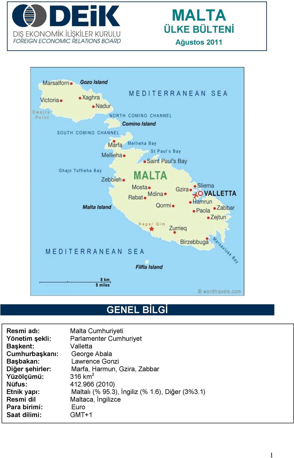 Marfa, Harmun, Gzira, Zabbar Yüzölçümü: 316 km 2 Nüfus: 412.966 (2010) Etnik yapı: Maltalı (% 95.