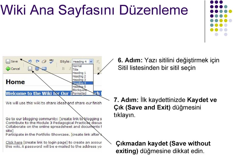 sitil seçin 7.