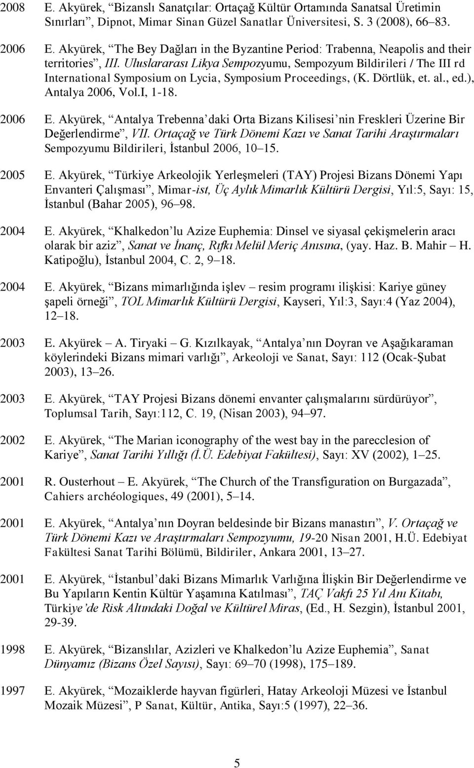 Uluslararası Likya Sempozyumu, Sempozyum Bildirileri / The III rd International Symposium on Lycia, Symposium Proceedings, (K. Dörtlük, et. al., ed.), Antalya 2006, Vol.I, 1-18. 2006 E.