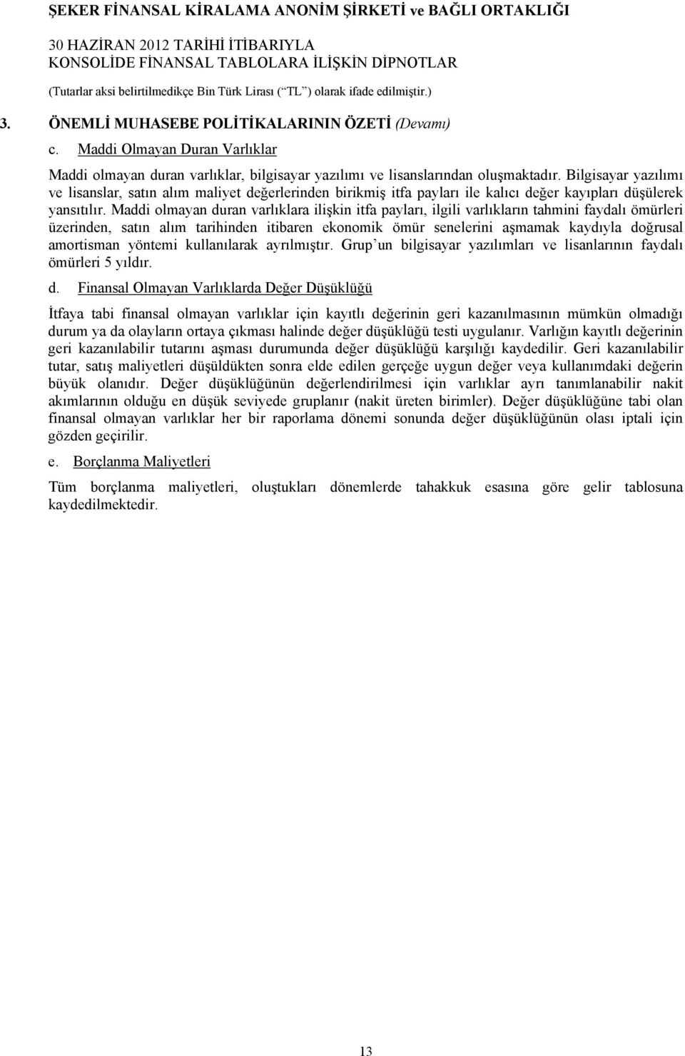 Maddi olmayan duran varlıklara ilişkin itfa payları, ilgili varlıkların tahmini faydalı ömürleri üzerinden, satın alım tarihinden itibaren ekonomik ömür senelerini aşmamak kaydıyla doğrusal