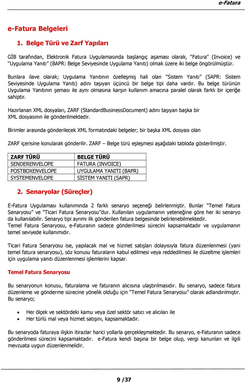 belge öngörülmüştür. Bunlara ilave olarak; Uygulama Yanıtının özelleşmiş hali olan Sistem Yanıtı (SAPR: Sistem Seviyesinde Uygulama Yanıtı) adını taşıyan üçüncü bir belge tipi daha vardır.