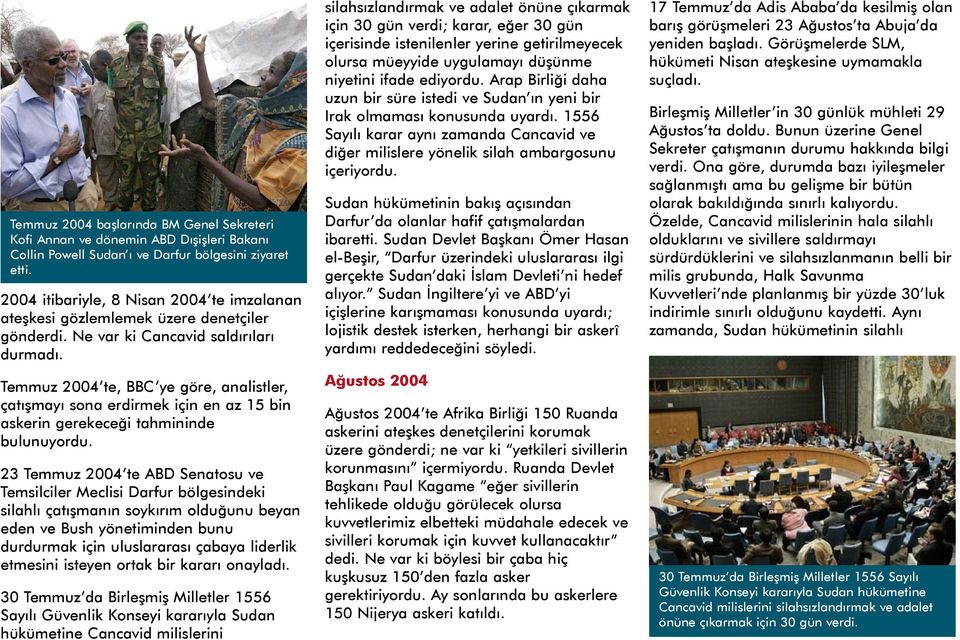 Temmuz 2004 te, BBC ye göre, analistler, çatýþmayý sona erdirmek için en az 15 bin askerin gerekeceði tahmininde bulunuyordu.