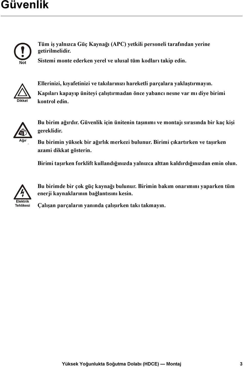 Güvenlik için ünitenin taşınımı ve montajı sırasında bir kaç kişi gereklidir. Heavy Ağır Bu birimin yüksek bir ağırlık merkezi bulunur. Birimi çıkartırken ve taşırken azami dikkat gösterin.