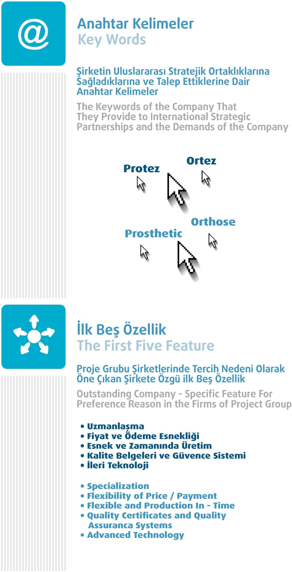 Ç kan irkete Özgü lk Be Özellik Outstanding Company - Specific Feature For Preference Reason in the Firms of Project Group Uzmanlaşma Fiyat ve Ödeme Esnekliği Esnek ve Zamanında Üretim