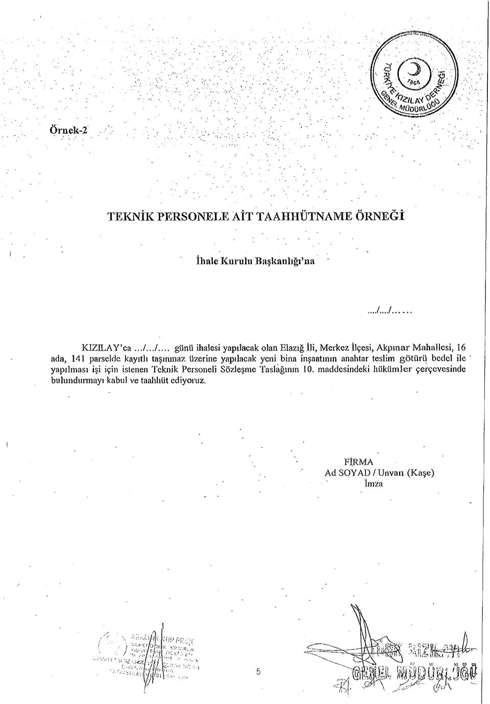 parselde, kayıtlı taşınmaz üzerine yapılacak yeni bina inşaatının anahtar teslim götürü bedel ile