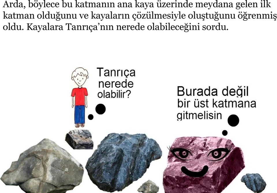 kayaların çözülmesiyle oluştuğunu öğrenmiş