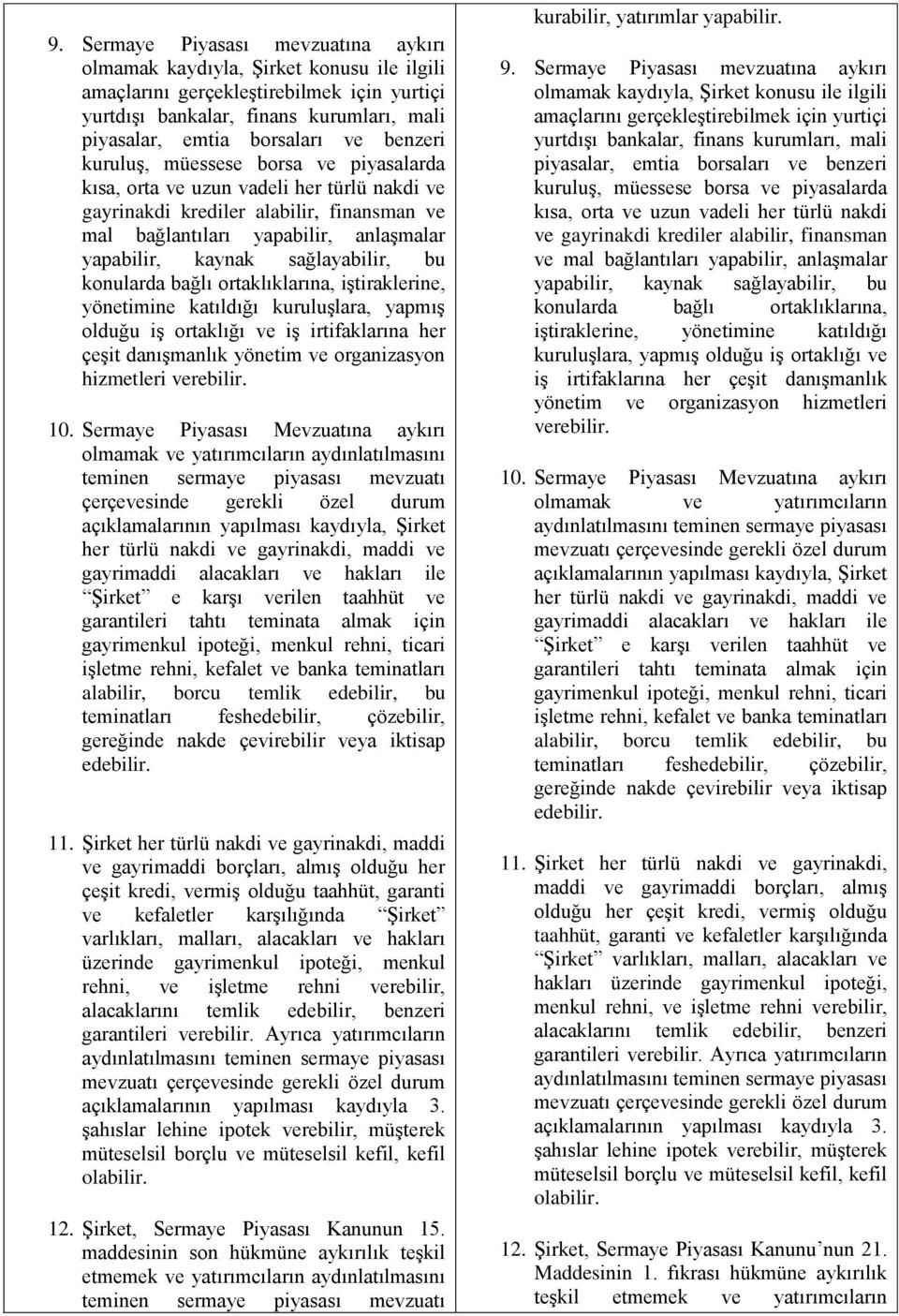 sağlayabilir, bu konularda bağlı ortaklıklarına, iştiraklerine, yönetimine katıldığı kuruluşlara, yapmış olduğu iş ortaklığı ve iş irtifaklarına her çeşit danışmanlık yönetim ve organizasyon