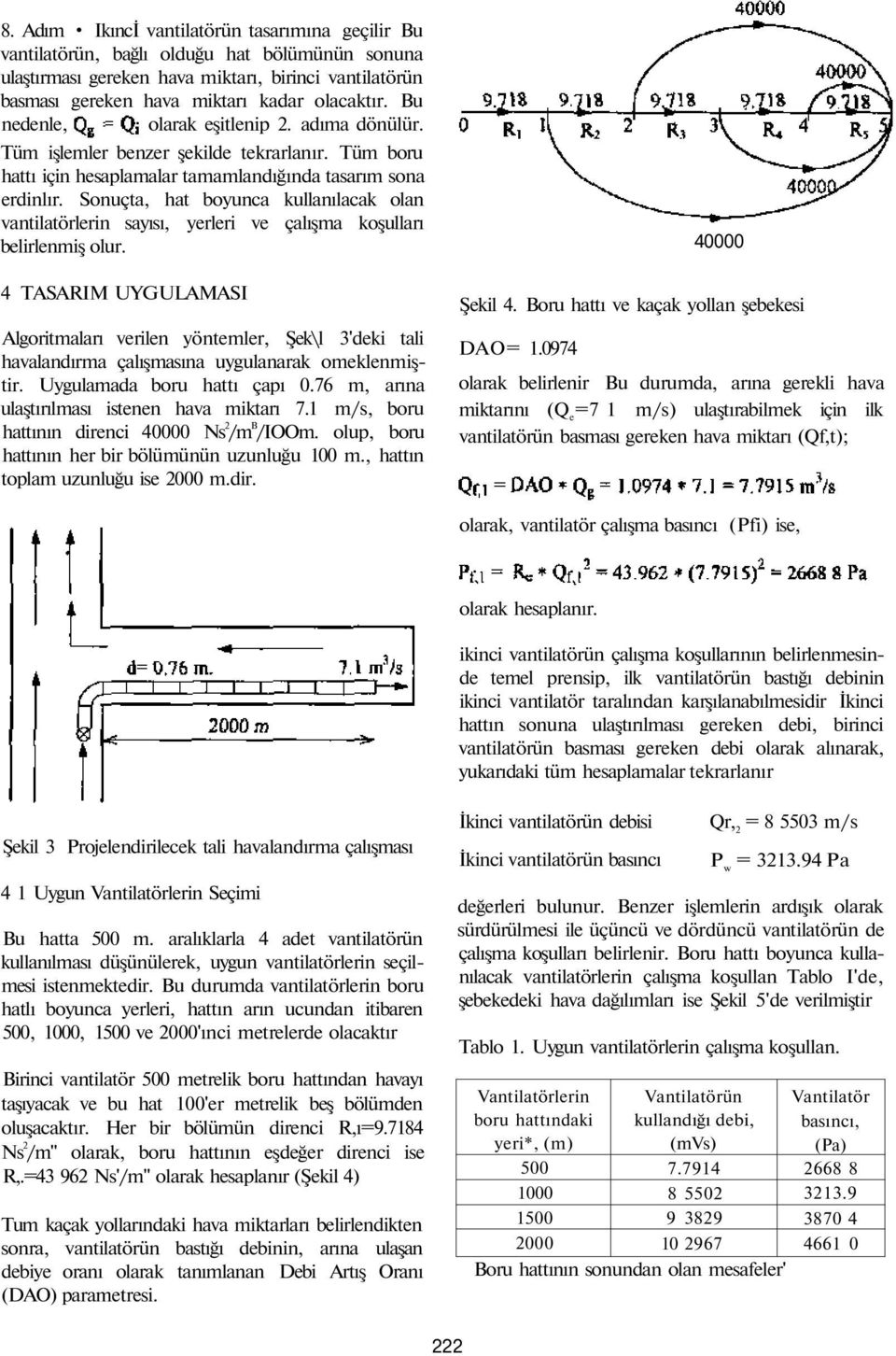 Sonuçta, hat boyunca kullanılacak olan vantilatörlerin sayısı, yerleri ve çalışma koşulları belirlenmiş olur.