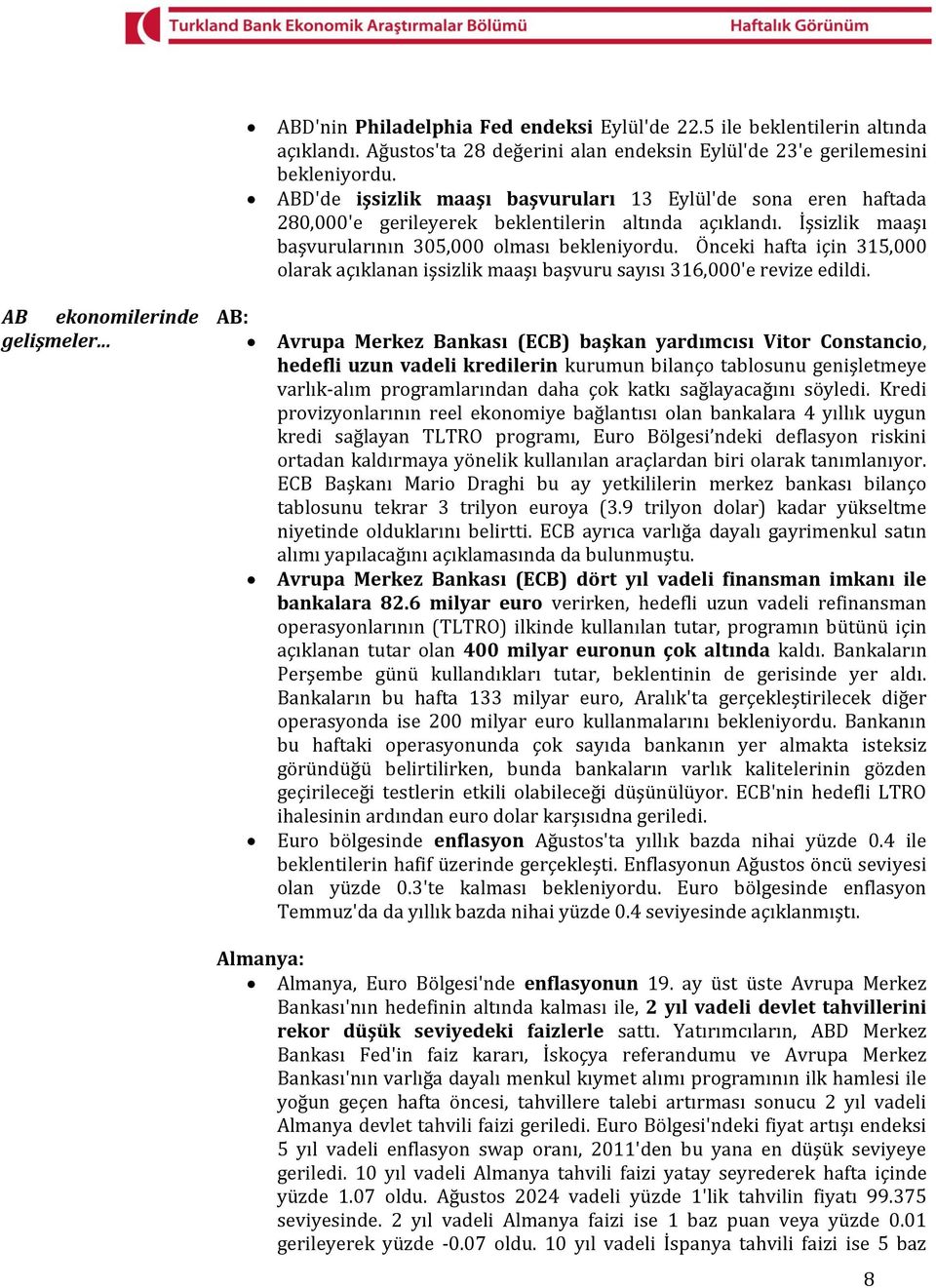 Önceki hafta için 315,000 olarak açıklanan işsizlik maaşı başvuru sayısı 316,000'e revize edildi.