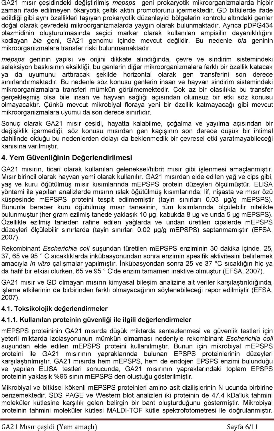 Ayrıca pdpg434 plazmidinin oluşturulmasında seçici marker olarak kullanılan ampisilin dayanıklılığını kodlayan bla geni, GA21 genomu içinde mevcut değildir.