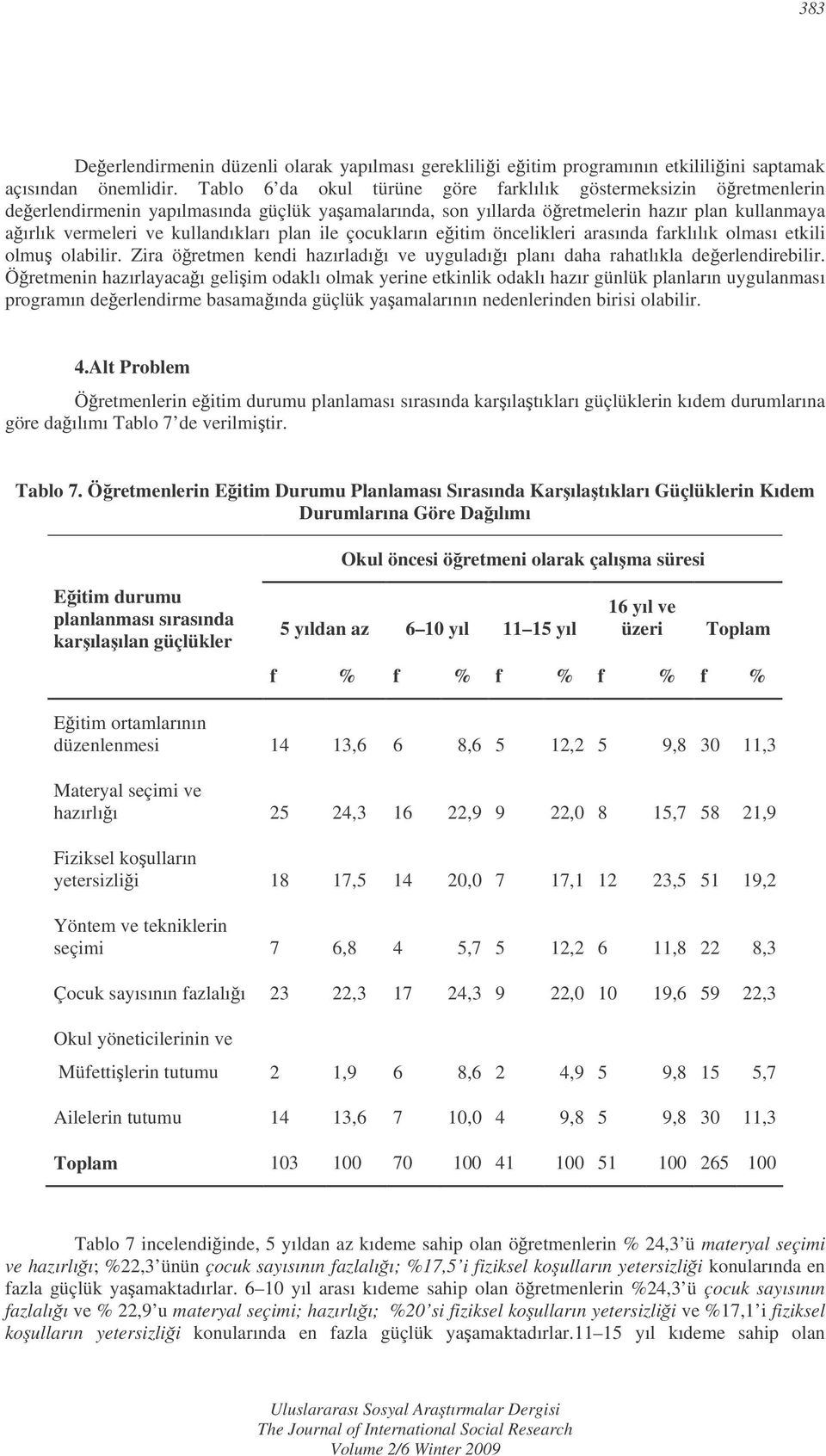 plan ile çocukların eitim öncelikleri arasında farklılık olması etkili olmu olabilir. Zira öretmen kendi hazırladıı ve uyguladıı planı daha rahatlıkla deerlendirebilir.