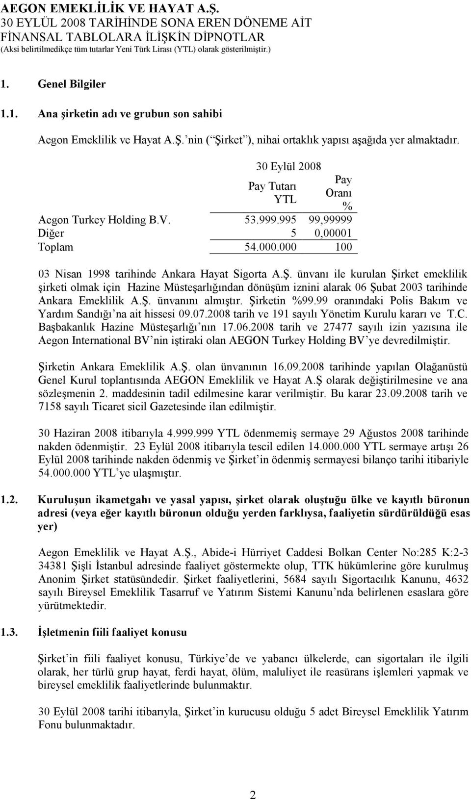 ünvanı ile kurulan Şirket emeklilik şirketi olmak için Hazine Müsteşarlığından dönüşüm iznini alarak 06 Şubat 2003 tarihinde Ankara Emeklilik A.Ş. ünvanını almıştır. Şirketin %99.