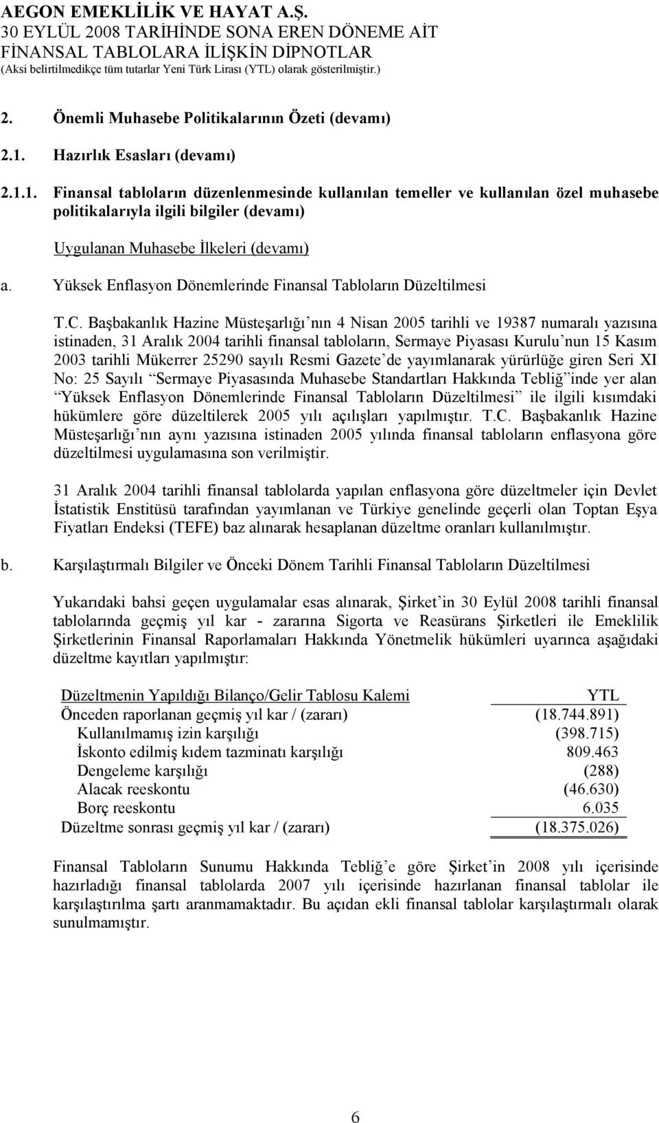 Yüksek Enflasyon Dönemlerinde Finansal Tabloların Düzeltilmesi T.C.