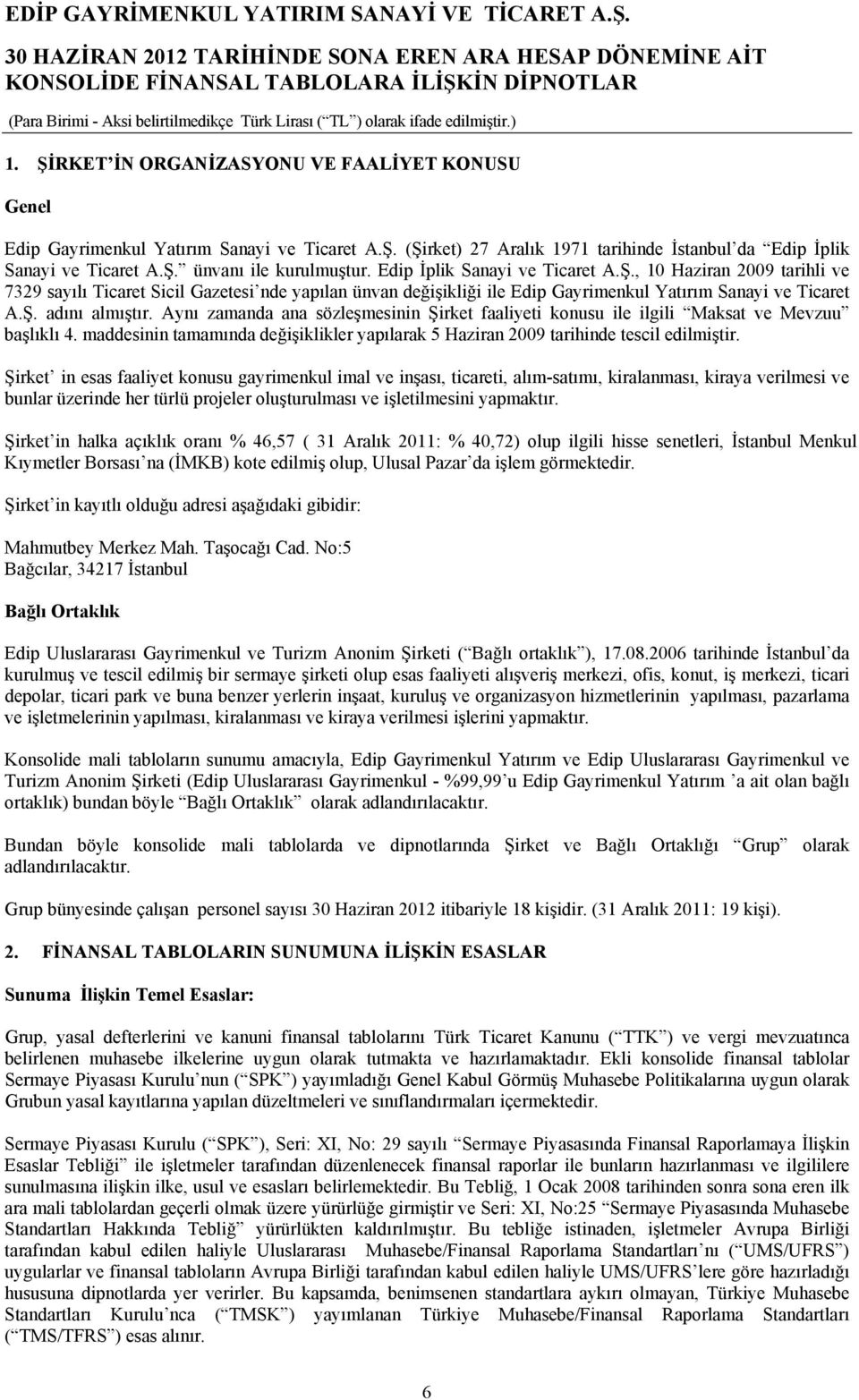 Aynı zamanda ana sözleşmesinin Şirket faaliyeti konusu ile ilgili Maksat ve Mevzuu başlıklı 4. maddesinin tamamında değişiklikler yapılarak 5 2009 tarihinde tescil edilmiştir.