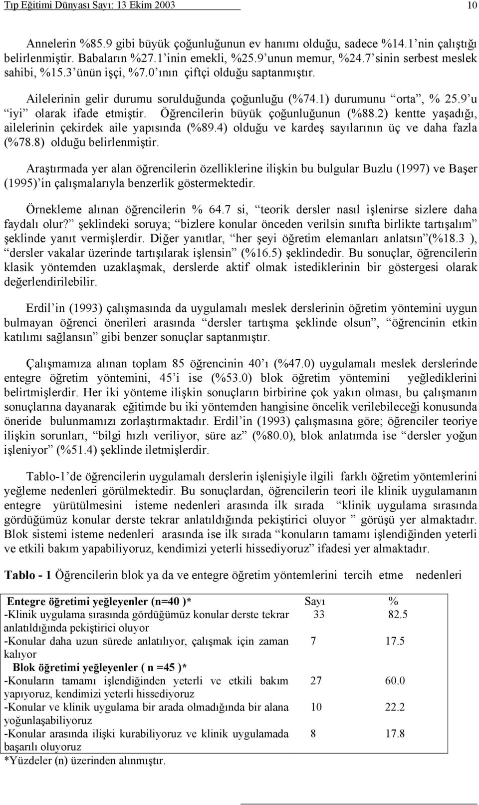 Öğrencilerin büyük çoğunluğunun (%88.2) kentte yaşadığı, ailelerinin çekirdek aile yapısında (%89.4) olduğu ve kardeş sayılarının üç ve daha fazla (%78.8) olduğu belirlenmiştir.