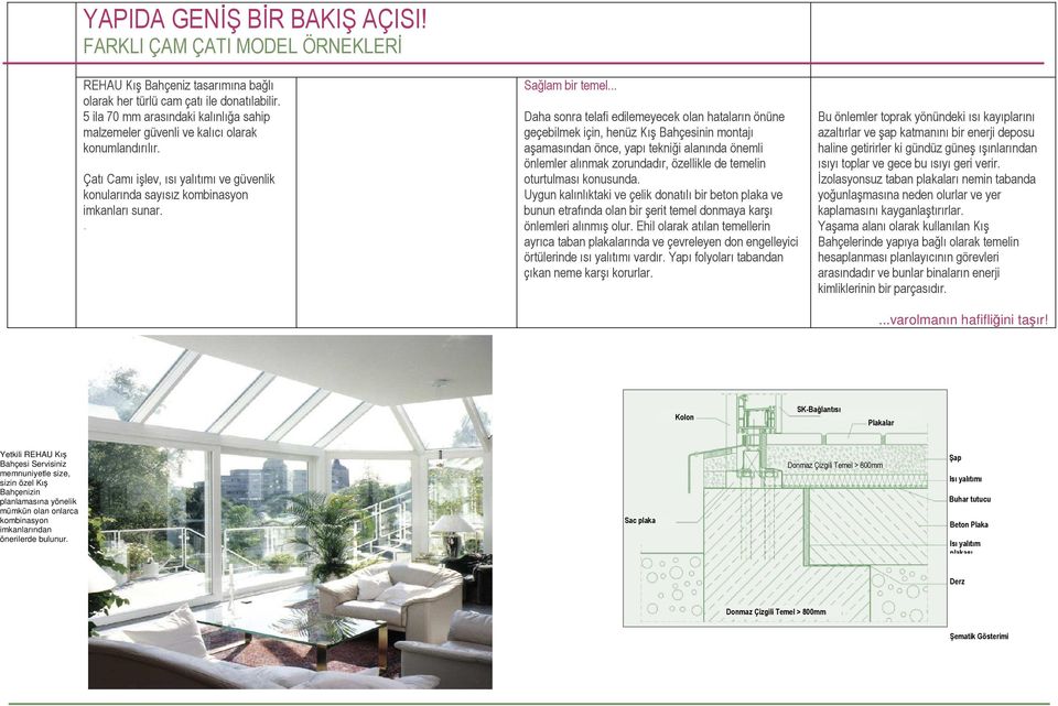 .. Daha sonra telafi edilemeyecek olan hataların önüne geçebilmek için, henüz Kış Bahçesinin montajı aşamasından önce, yapı tekniği alanında önemli önlemler alınmak zorundadır, özellikle de temelin