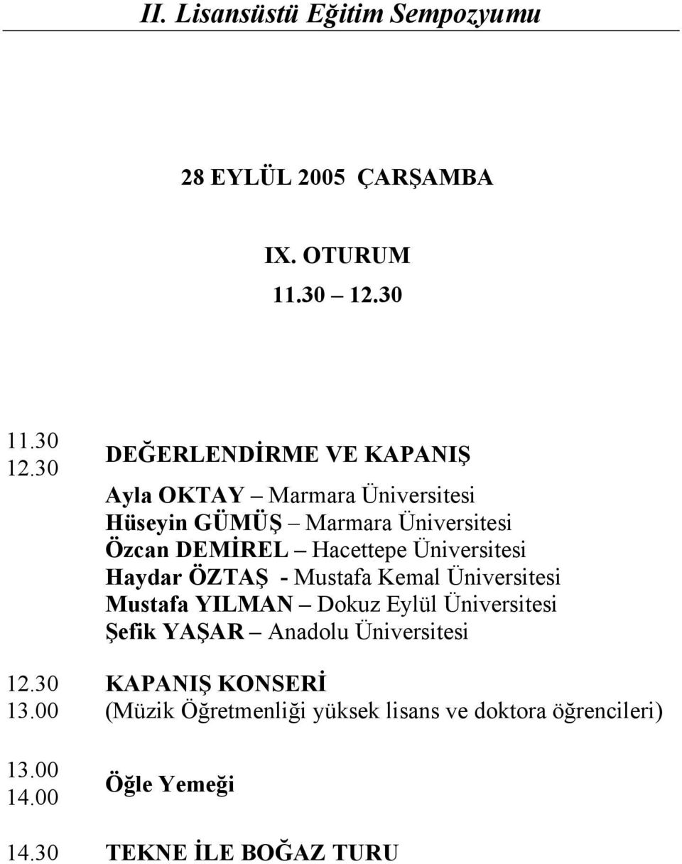 DEMİREL Hacettepe Üniversitesi Haydar ÖZTAŞ - Mustafa Kemal Üniversitesi Mustafa YILMAN Dokuz Eylül