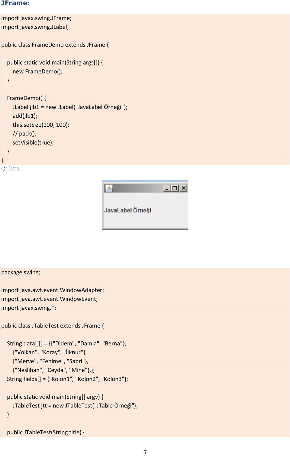 jlabel; public class FrameDemo extends JFrame { public static void main(string args[]) { new FrameDemo(); FrameDemo() { JLabel jlb1 = new JLabel("JavaLabel Örneği"); add(jlb1); this.