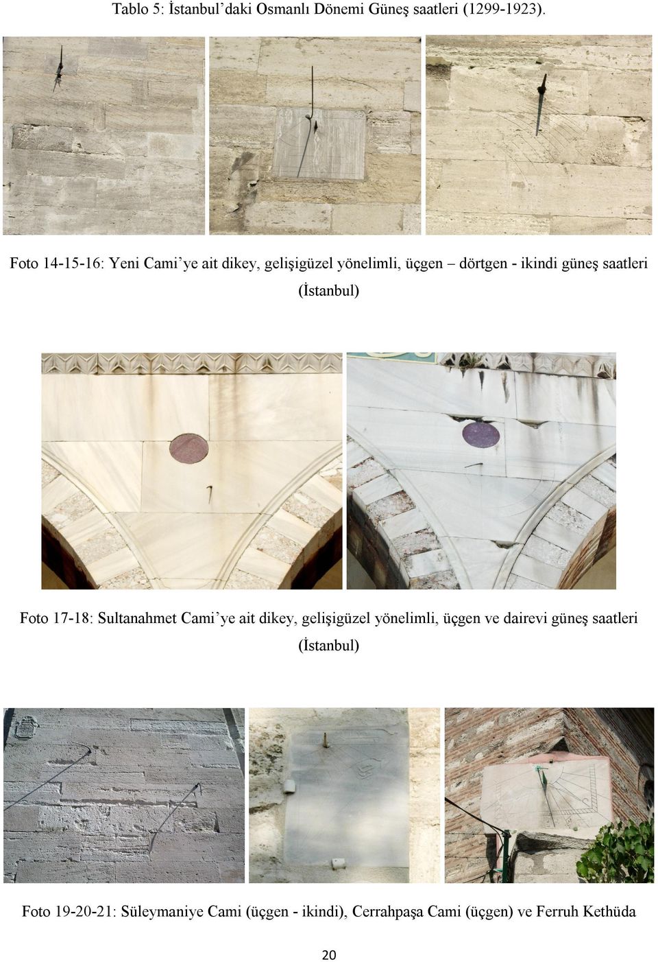 saatleri (İstanbul) Foto 17-18: Sultanahmet Cami ye ait dikey, gelişigüzel yönelimli, üçgen ve