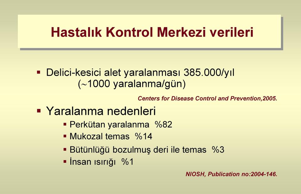 Mukozal temas %14 Centers for Disease Control and Prevention,2005.