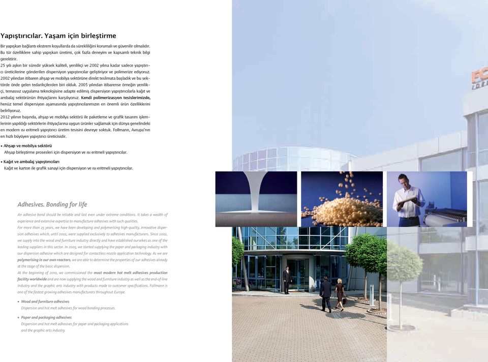 25 yılı aşkın bir süredir yüksek kaliteli, yenilikçi ve 2002 yılına kadar sadece yapıştırıcı üreticilerine gönderilen dispersiyon yapıştırıcılar geliştiriyor ve polimerize ediyoruz.