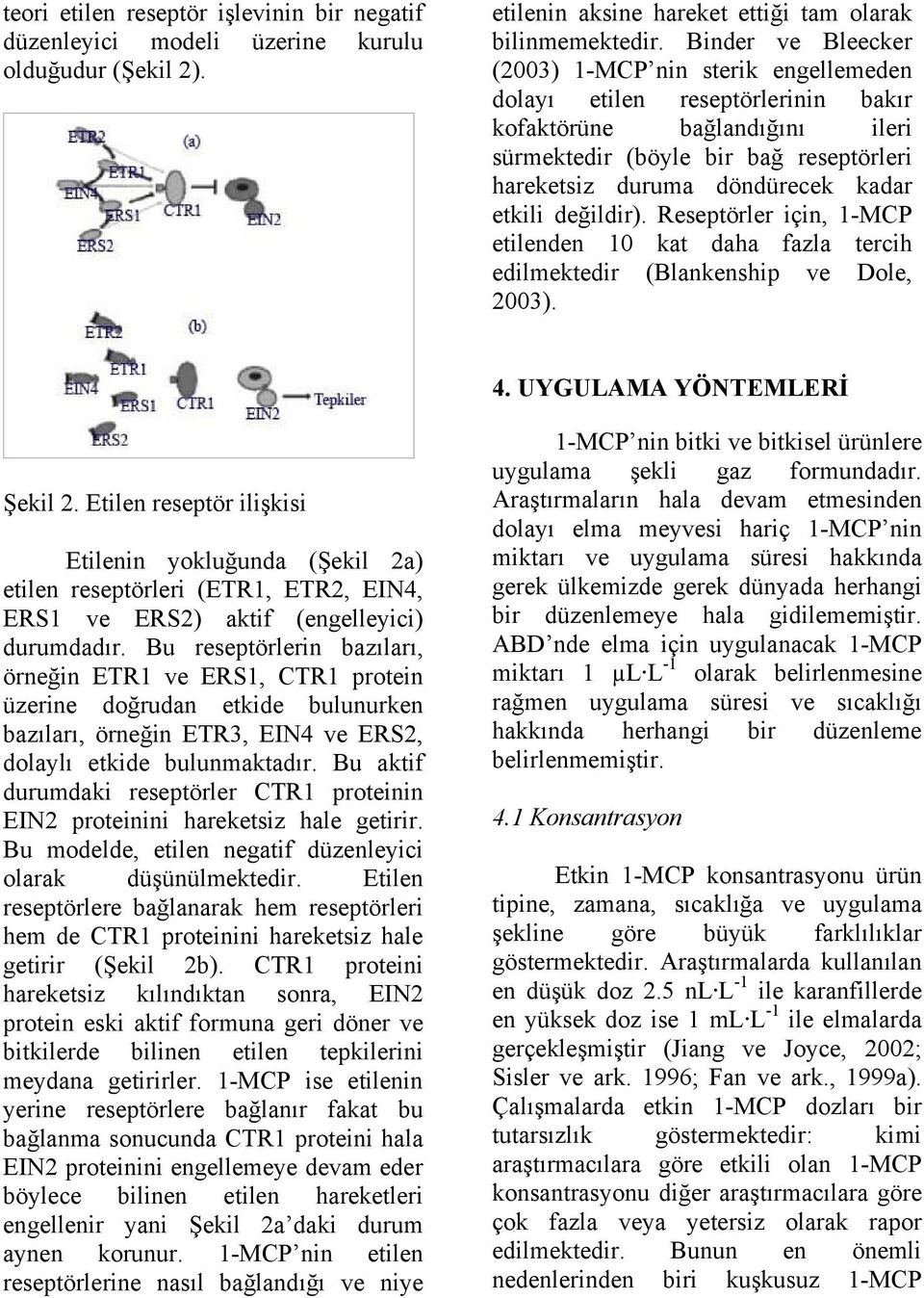 etkili değildir). Reseptörler için, 1-MCP etilenden 10 kat daha fazla tercih edilmektedir (Blankenship ve Dole, 2003). 4. UYGULAMA YÖNTEMLERİ Şekil 2.