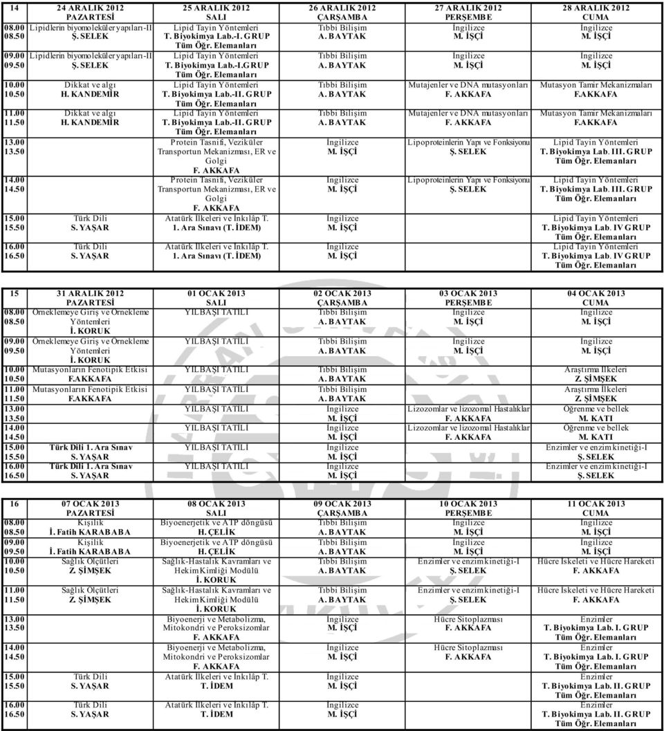 AKKAFA Protein Tasnifi, Veziküler Transportun Mekanizması, ER ve Golgi F. AKKAFA 1. Ara Sınavı () 1. Ara Sınavı () 26 ARALIK 2012 27 ARALIK 2012 Mutajenler ve DNA mutasyonları F.