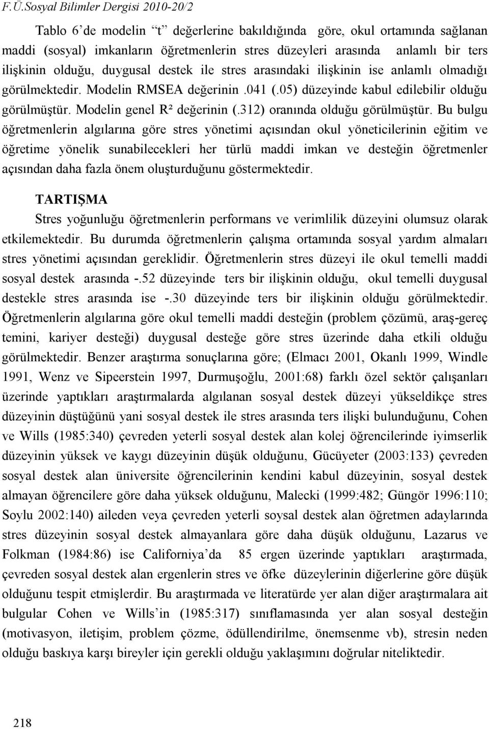 Modelin genel R² değerinin (.312) oranında olduğu görülmüştür.