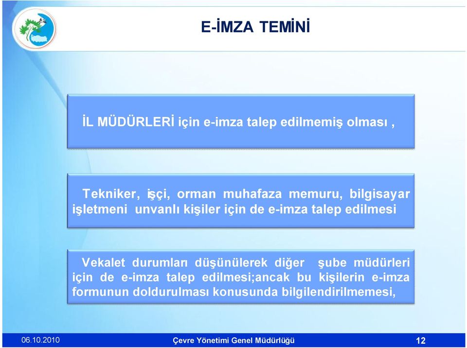 durumları düşünülerek diğer şube müdürleri için de e-imza talep edilmesi;ancak bu