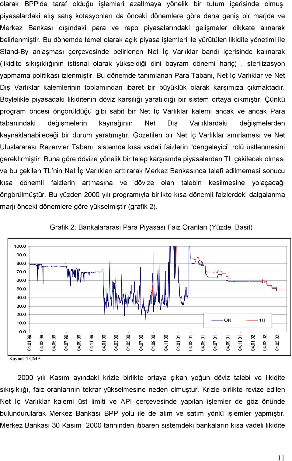 Bu dönemde temel olarak açık piyasa işlemleri ile yürütülen likidite yönetimi ile Stand-By anlaşması çerçevesinde belirlenen Net İç Varlıklar bandı içerisinde kalınarak (likidite sıkışıklığının