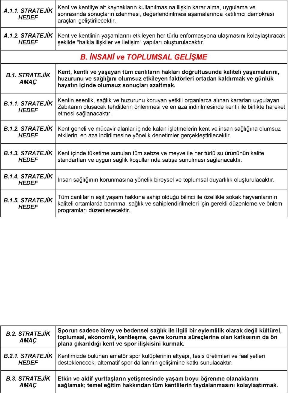 geliştirilecektir. Kent ve kentlinin yaşamlarını etkileyen her türlü enformasyona ulaşmasını kolaylaştıracak şekilde halkla ilişkiler ve iletişim yapıları oluşturulacaktır. B.